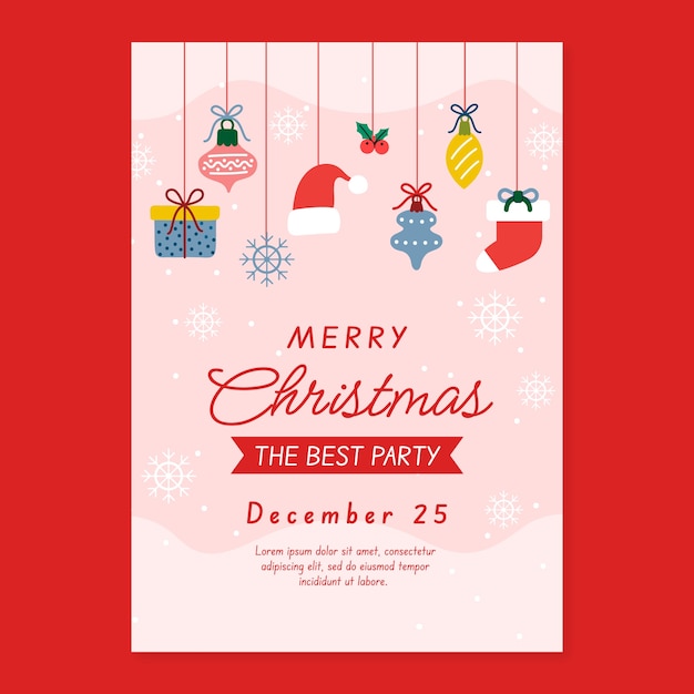 Free Vector | Flat christmas season vertical party poster template