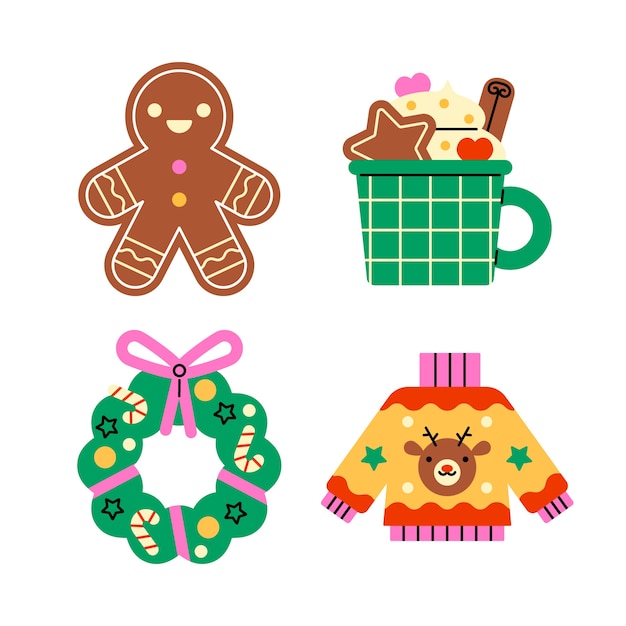 Free Vector | Flat christmas stickers collection