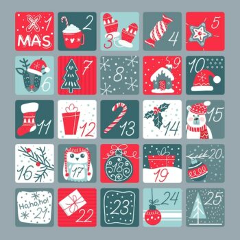 Free Vector | Flat design advent calendar template with illustrations