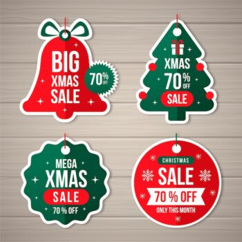 Free Vector | Flat design christmas sale tag collection