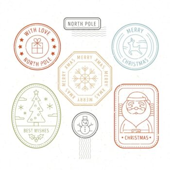 Free Vector | Flat design christmas stamp collection