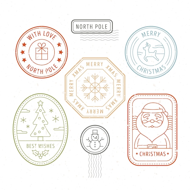 Free Vector | Flat design christmas stamp collection