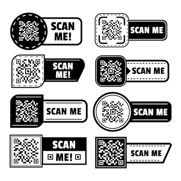 Free Vector | Flat design scan me label collection