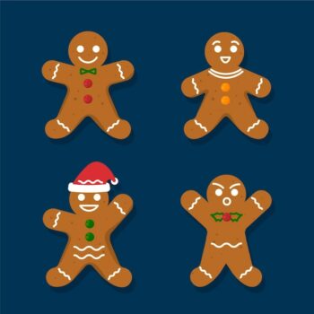 Free Vector | Flat gingerbread man cookies collection