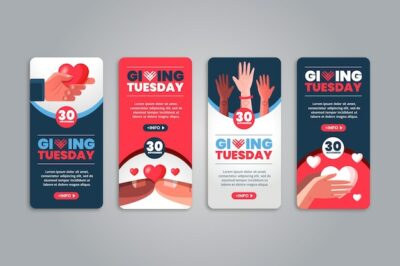 Free Vector | Flat giving tuesday instagram stories collection
