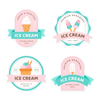 Free Vector | Flat ice cream label collection