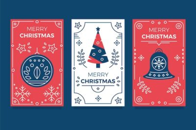 Free Vector | Flat ornamental christmas cards collection