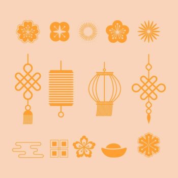 Free Vector | Flat ornaments collection for chinese new year celebration