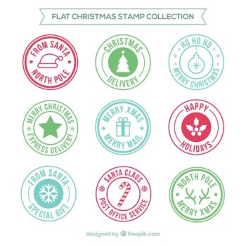 Free Vector | Flat round christmas stamps