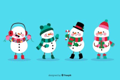 Free Vector | Flat snowman character collection