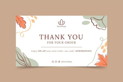 Free Vector | Flat thank you card template with leaves