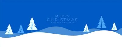 Free Vector | Flat winter landscape banner for merry christmas