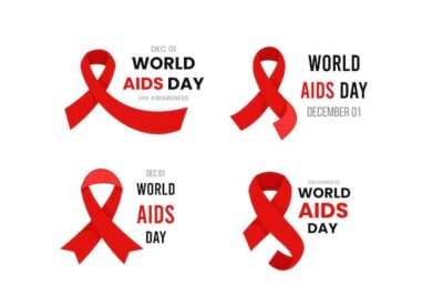 Free Vector | Flat world aids day badges pack