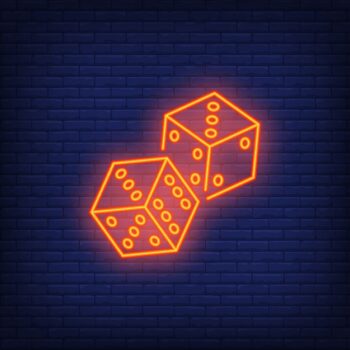 Free Vector | Game dices night bright advertisement element. gambling concept for neon sign