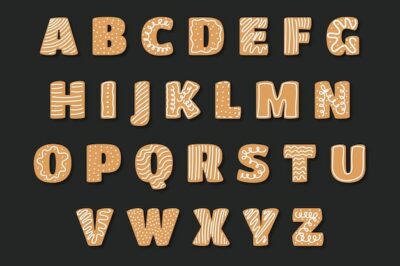 Free Vector | Gingerbread christmas alphabet pack
