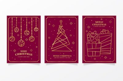 Free Vector | Golden christmas cards collection