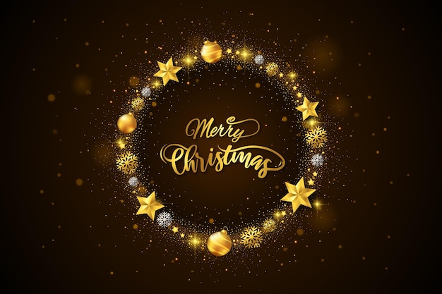 Free Vector | Golden christmas wreath template