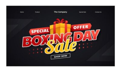 Free Vector | Gradient boxing day sale and shopping landing page template