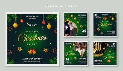Free Vector | Gradient christmas instagram posts collection
