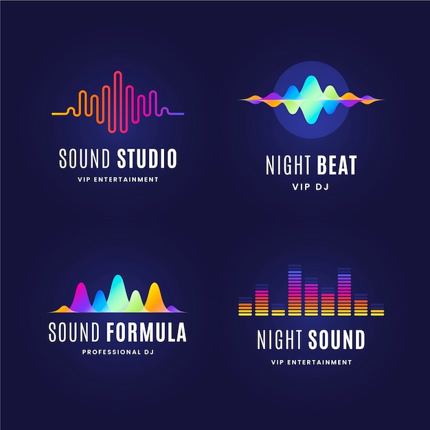 Free Vector | Gradient dj logo collection