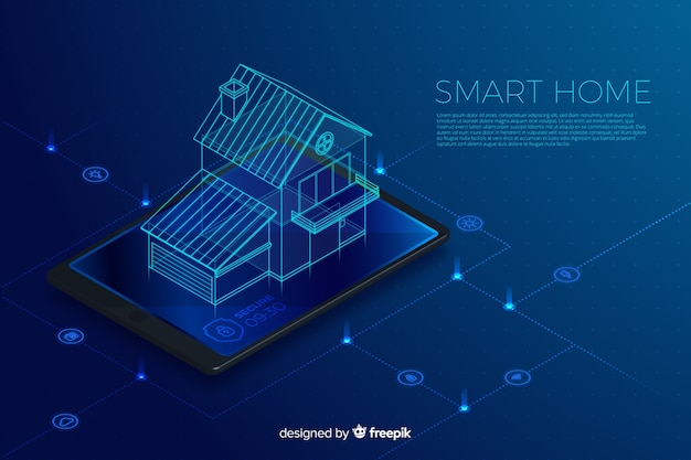 Free Vector | Gradient smart home isometric technology background
