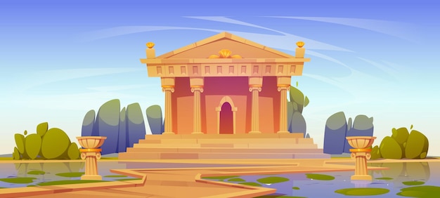 Free Vector | Greek or roman temple building with columns