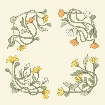 Free Vector | Hand drawn art nouveau frame and borders ornament collection