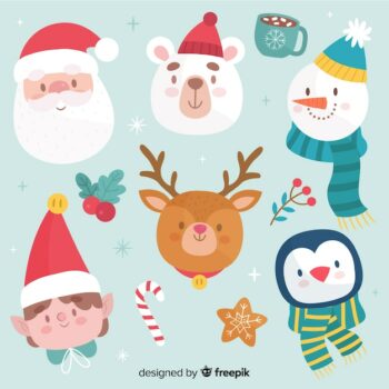 Free Vector | Hand drawn christmas avatars collection