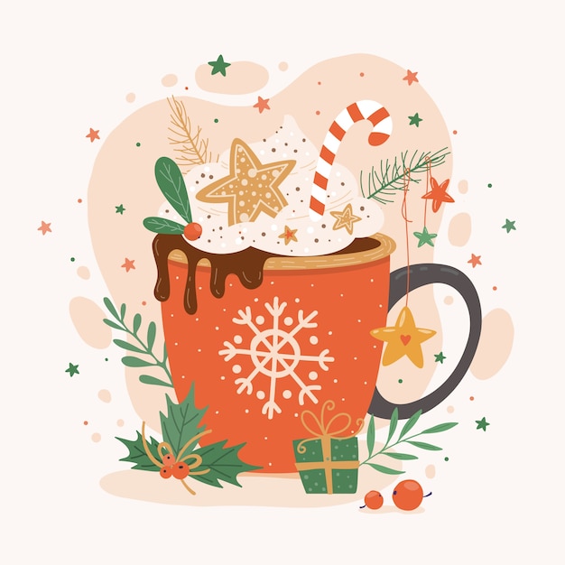 Free Vector | Hand drawn christmas hot chocolate illustration