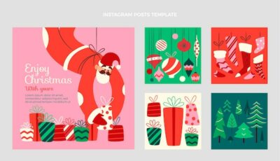 Free Vector | Hand drawn christmas instagram posts collection