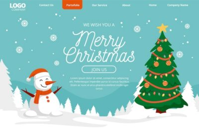Free Vector | Hand drawn christmas landing page template
