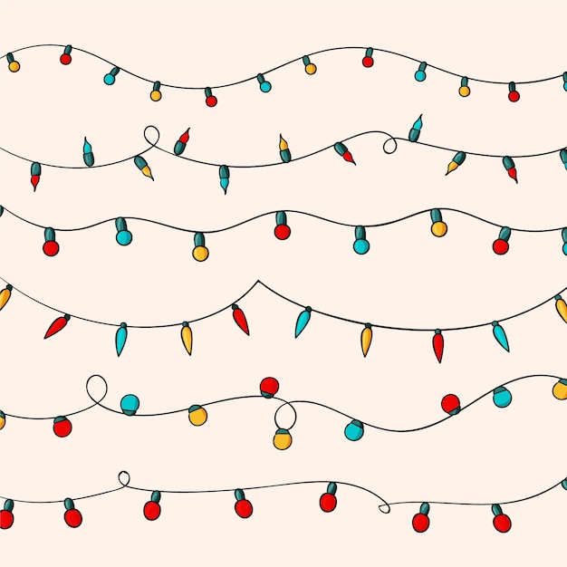 Free Vector | Hand drawn christmas lights collection