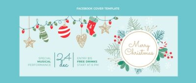 Free Vector | Hand drawn christmas social media cover template