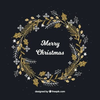 Free Vector | Hand drawn christmas wreath gold background