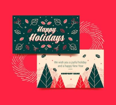 Free Vector | Hand drawn flat business christmas cards