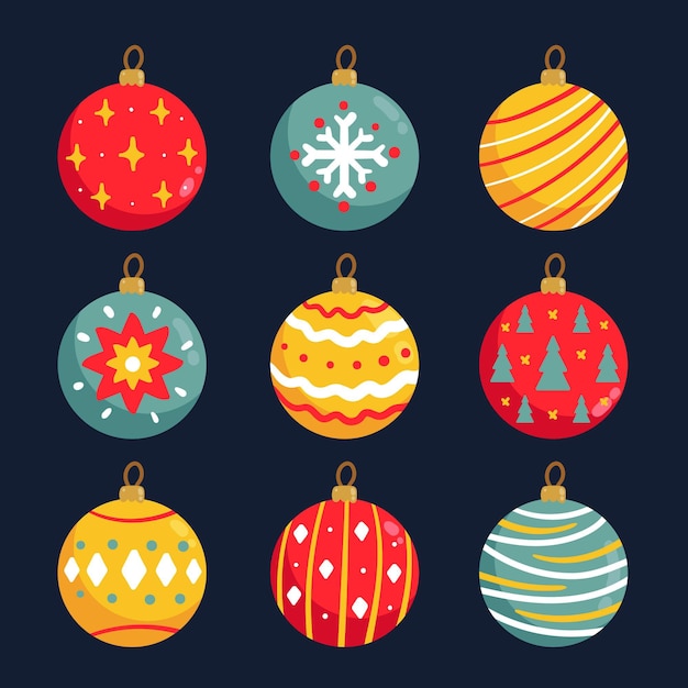 Free Vector | Hand drawn flat christmas ball ornaments collection