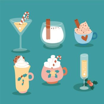 Free Vector | Hand drawn flat christmas drinks collection