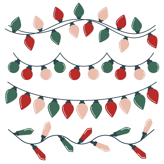 Free Vector | Hand drawn flat christmas lights collection