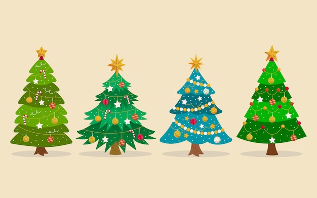 Free Vector | Hand drawn flat christmas trees collection