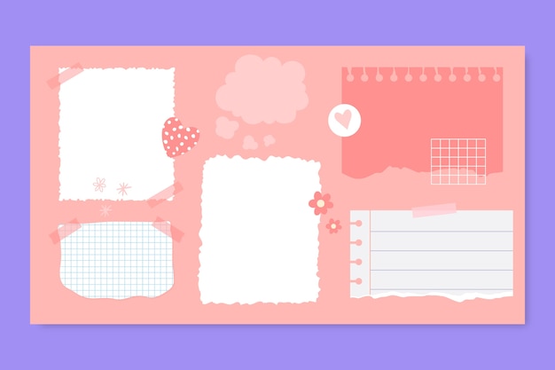 Free Vector | Hand-drawn flat design aesthetic pink desktop organizer wallpaper
