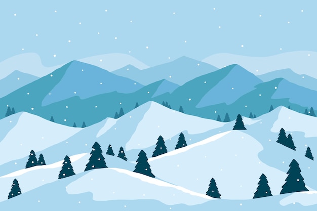 Free Vector | Hand drawn flat design winter landscape