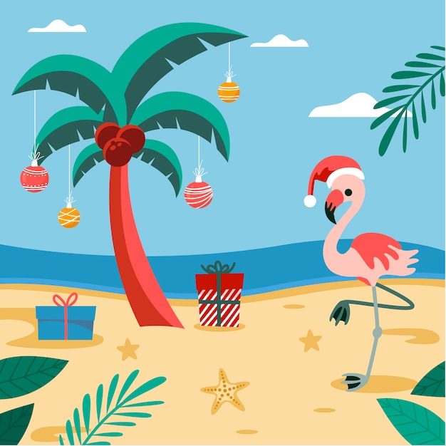 Free Vector | Hand drawn flat summer christmas illustration