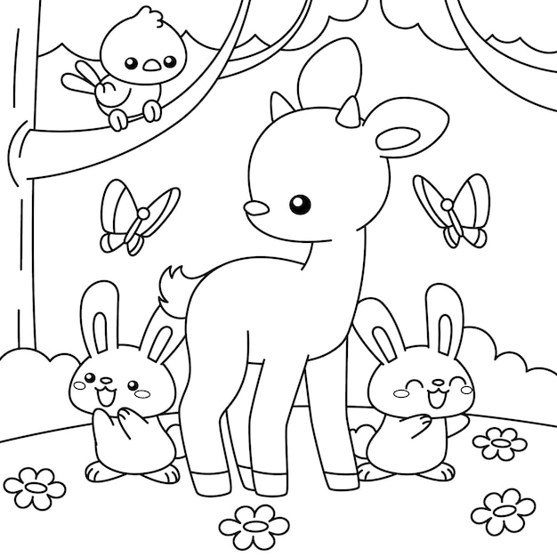 Free Vector | Hand drawn kawaii coloring book illustration