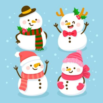 Free Vector | Hand drawn snowman character collection