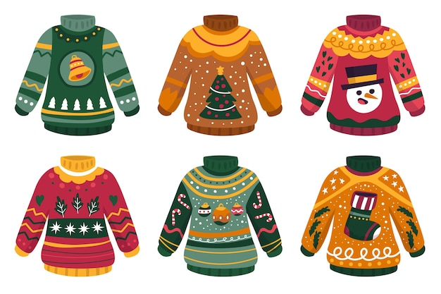 Free Vector | Hand drawn ugly sweater collection