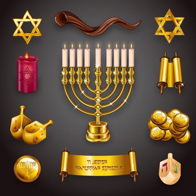 Free Vector | Hanukkah elements collection