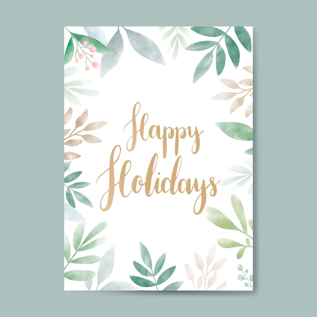 Free Vector | Happy holidays watercolor card design vector