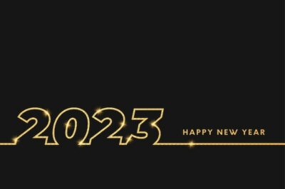 Free Vector | Happy new year 2023 banner background with minimal golden line