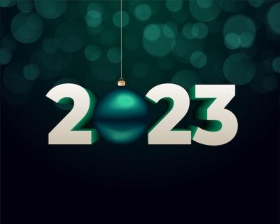 Free Vector | Happy new year 2023 bokeh background with 3d ball