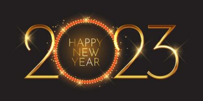 Free Vector | Happy new year banner with metallic numbers design
